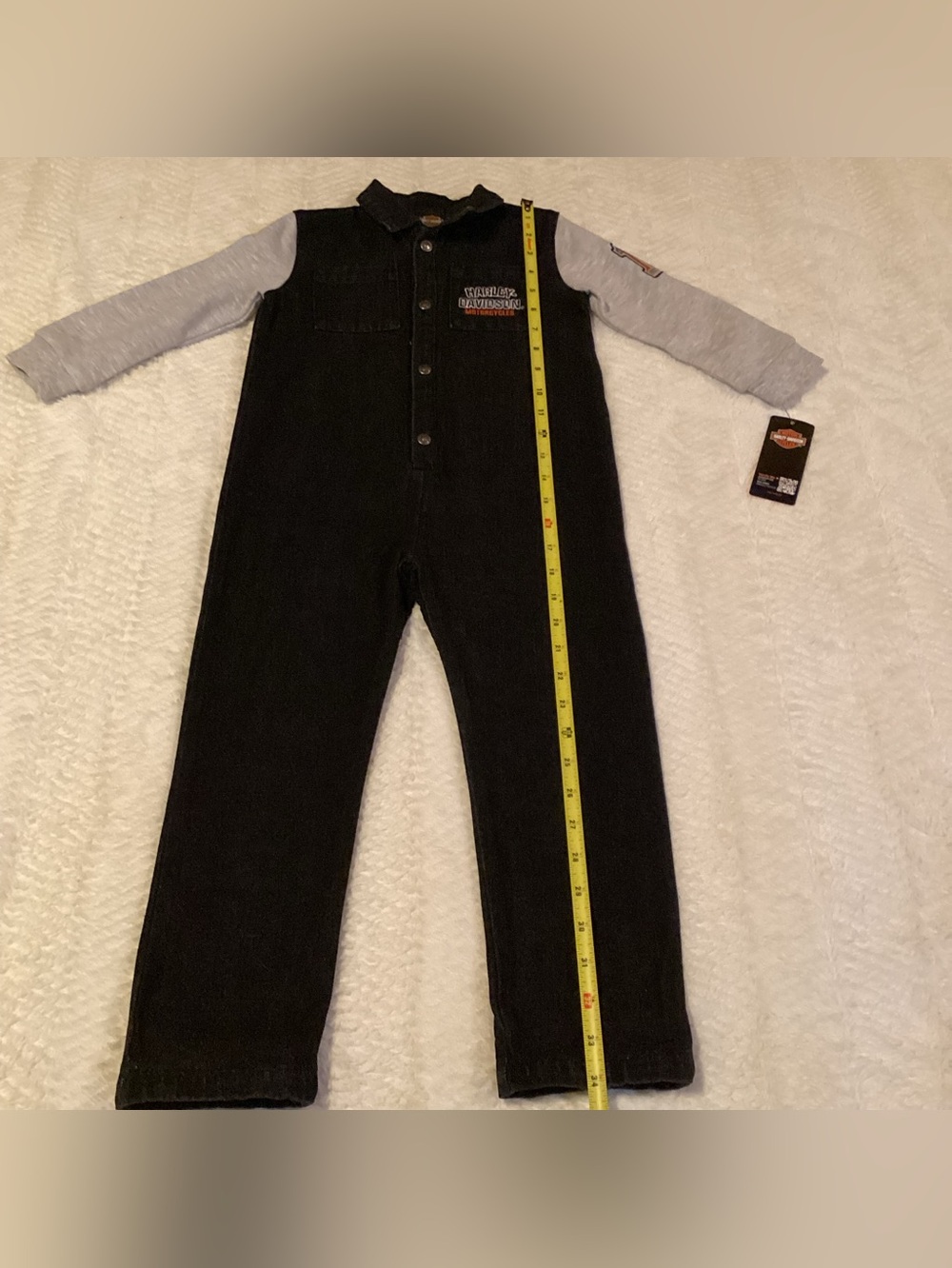 Toddler 2/3T Harley Davidson Motorcycle Cotton Coveralls Denim W/ Soft Sleeve
